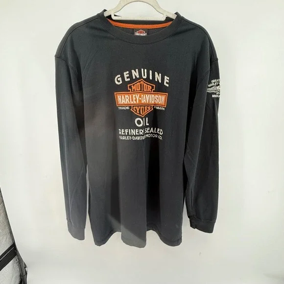Harley Davidson Men's Large Black Long Sleeve Shirt Crew Neck Newnan, Georgia - Picture 12 of 12